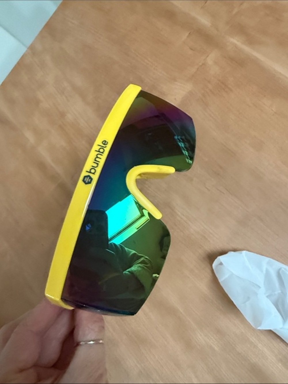 Bumble Yellow Shield Sunglasses for Men - Yellow Frame, Mirrored Lens